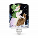 Snowman with English Springer Spaniel Ceramic Night Light Compact, UL-Certified, Ideal for Bedroom, Bathroom, Nursery, Hallway, Kitchen, 6x4x3, Multicolor
