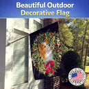 Christmas Wreath Papillon House Flag 28x40 Porch Sleeve Pole Decorative Outside Yard Banner Artwork Wall Hanging, Polyester