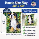 Bernese Mountain Dog House Flag 28x40 Porch Sleeve Pole Decorative Outside Yard Banner Artwork Wall Hanging, Polyester