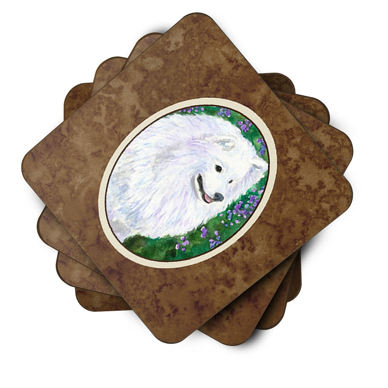 American Eskimo Coasters - Set of 4 Lightweight Foam, Absorbent Drink Coasters