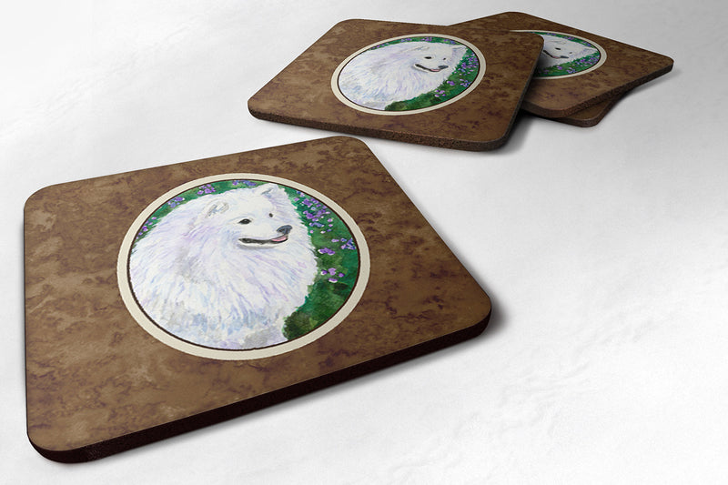 American Eskimo Coasters - Set of 4 Lightweight Foam, Absorbent Drink Coasters