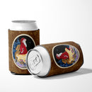 Santa Claus with  Golden Retriever Can or Bottle Hugger Cooler Sleeve for Standard 12 oz Cans, Insulated Foam Beer & Soda Can Hugger Reusable