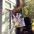 Snowman with Golden Retriever House Flag 28x40 Porch Sleeve Pole Decorative Outside Yard Banner Artwork Wall Hanging, Polyester