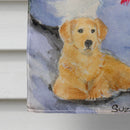 Snowman with Golden Retriever House Flag 28x40 Porch Sleeve Pole Decorative Outside Yard Banner Artwork Wall Hanging, Polyester