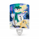 Snowman with Golden Retriever Ceramic Night Light Compact, UL-Certified, Ideal for Bedroom, Bathroom, Nursery, Hallway, Kitchen, 6x4x3, Multicolor