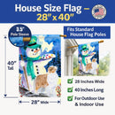 Snowman with Australian Shepherd House Flag 28x40 Porch Sleeve Pole Decorative Outside Yard Banner Artwork Wall Hanging, Polyester
