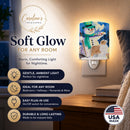 Snowman with Australian Shepherd Ceramic Night Light Compact, UL-Certified, Ideal for Bedroom, Bathroom, Nursery, Hallway, Kitchen, 6x4x3, Multicolor