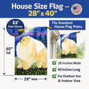 Pomeranian House Flag 28x40 Porch Sleeve Pole Decorative Outside Yard Banner Artwork Wall Hanging, Polyester