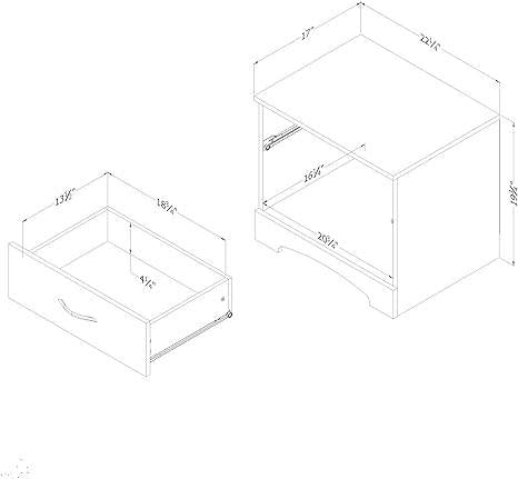 Modern 1 Drawer Nightstand End Side Table Storage in Black, photo 3 of 3
