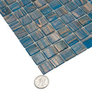 Yale Blue Gold 12x12 Glossy Uniform Square Glass Mosaic Tile (20 pack, 20 sq ft/case) - Sample
