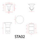 STA02 12V Low Voltage 3W 3000K Warm White Integrated LED Round Aluminum Brick Paver Light Outdoor Step Light