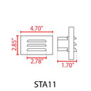 STA11 3.5W Rectangular 12V Low Voltage Waterproof Horizontal 3000K Warm White Integrated LED Aluminum Step Light Wall Lighting Fixture