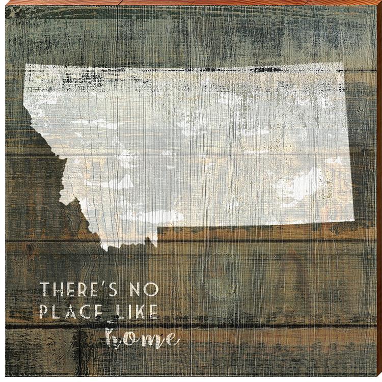 Montana State "There's No Place Like Home" Phrase Wooden Sign | Wall Art Print on Real Wood