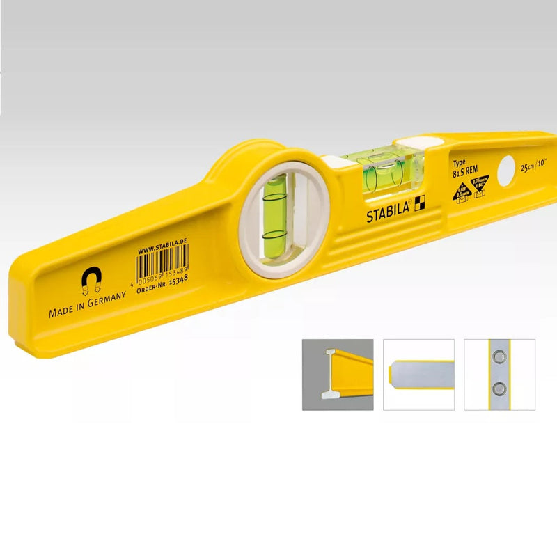 Stabila 48380 Magnetic 3 Spirit Level Set - 24 inch 48 inch 10 inch Torpedo and Case