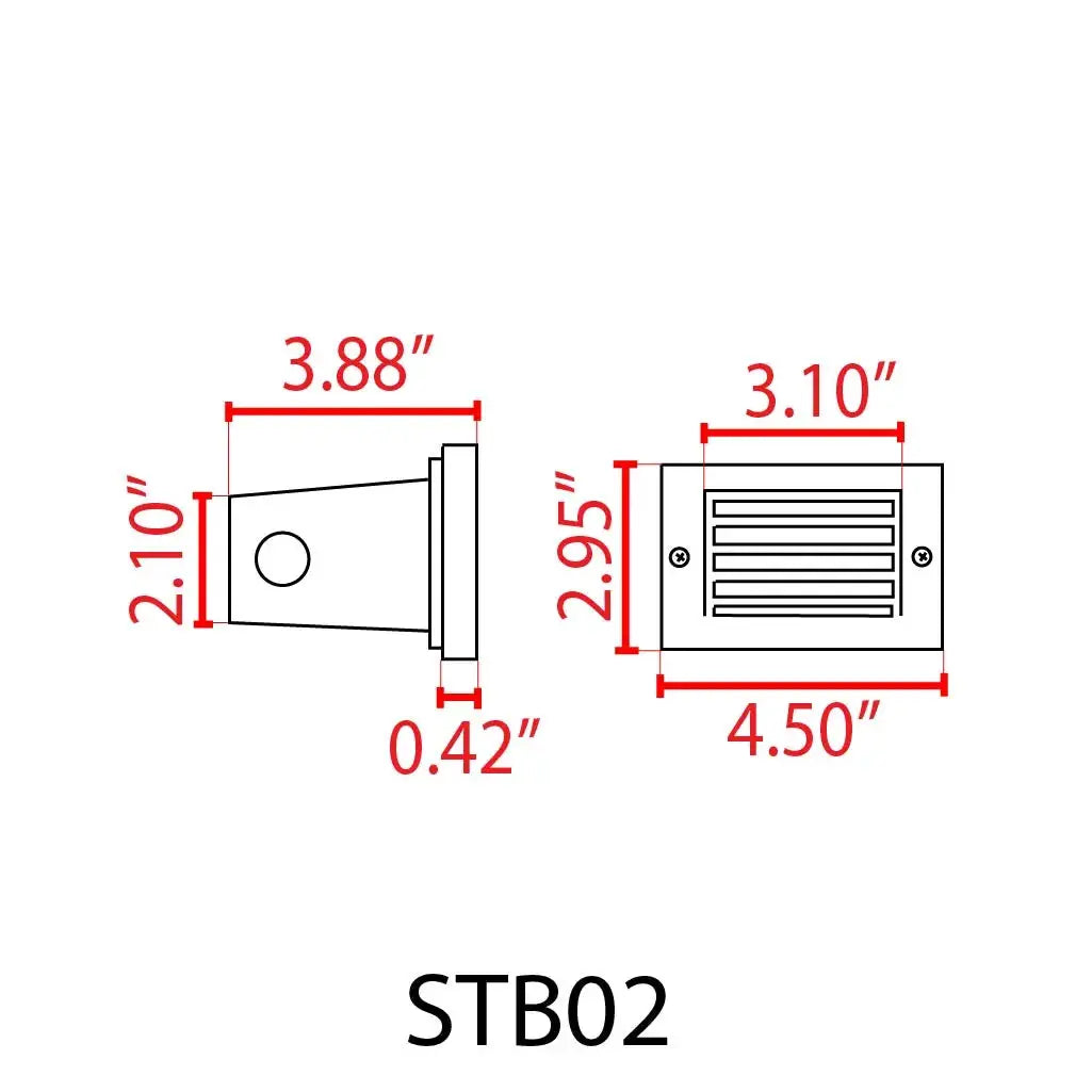STB02 Brass Louver Horizontal Waterproof LED 12V Low Voltage Brick Lights Edge Step Lighting, photo 15 of 15