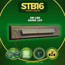 STB16 2W LED Cast Brass Surface Mounted Slim Horizontal Outdoor & Indoor Brass Step Light 12V Low Voltage