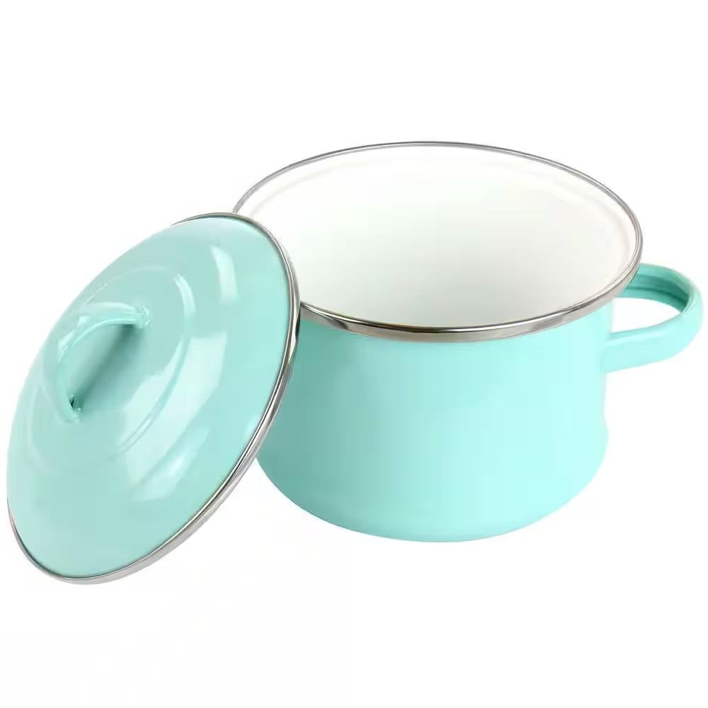 Small 1-Quart Turquoise Enameled Steel Dutch Oven with Lid, photo 3 of 5