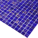 Royal Blue Gold 12x12 Glossy Uniform Square Glass Mosaic Tile (20 pack, 20 sq ft/case) - Sample