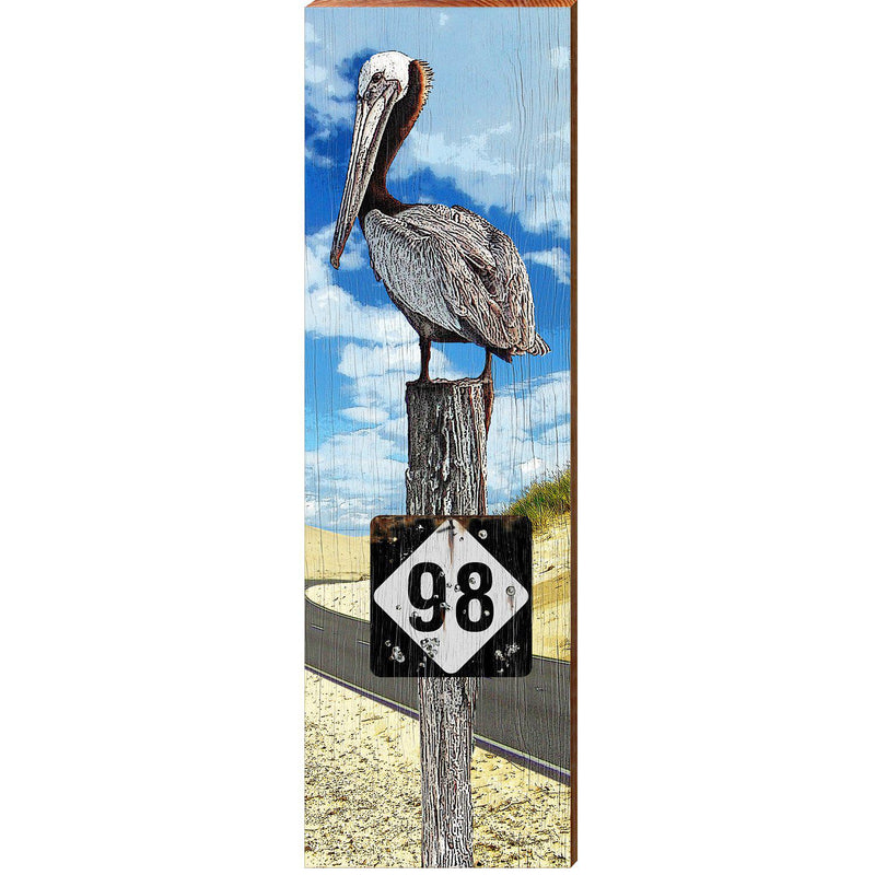 Pelican on Highway 98 Piling | Wall Art Print on Real Wood