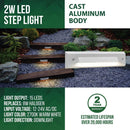STLA06 6-Pack 2W Slim White Low Voltage 2700K Warm White Integrated LED Outdoor Step Lights Package, 12V LED Deck Lights Landscape Lights