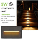STLA11 6-Pack 3W Low Voltage 5.5" LED Outdoor Step Lights, 12V 3000K Warm White Integrated LED Deck Lights Landscape Lights by Kings Outdoor Lighting