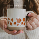 Orange Leaves 14 oz Cream Stoneware Coffee Mug by Sweet Water Decor