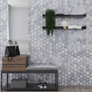 Soft Silver Gray 9x10 Matte Hexagon Glass Mosaic Tile (5 pack, 3.28 sq ft/case)