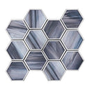Silver Midnight Blue 9x10 Matte Hexagon Glass Mosaic Tile (5 pack, 3.28 sq ft/case)