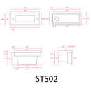 STS02 12V Low Voltage Outdoor Recessed Stainless Steel Brick Wall Light 3000K Warm White Integrated LED Step/ Stair Lighting Fixture