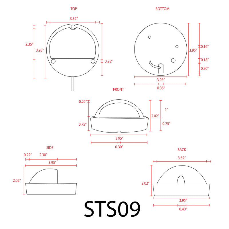STS09 LED Round Stainless Steel Deck Light Surface Mount Low Voltage Landscape Lighting