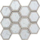 Bianco Carrara, Wooden Grey 12x14 Polished Hexagon Marble Mosaic Tile (5 pack, 5.48 sq ft/case)