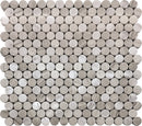 Wooden Grey Eastern White 11x12 Polished Penny Round Marble Mosaic Tile (5 pack, 4.83 sq ft/case)