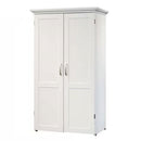 Drop Leaf Computer Desk Craft Table Armoire in White Wood Finish - Made in USA