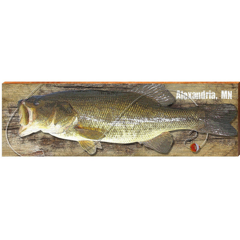 Alexandria, MN Bass | Wall Art Print on Real Wood