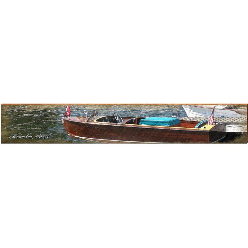 Alexandria, MN Vintage Boat | Wall Art Print on Real Wood