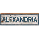Alexandria White Shabby Sign | Wall Art Print on Real Wood