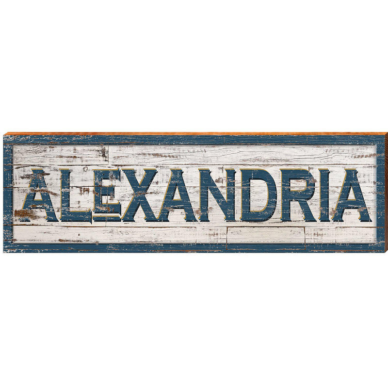 Alexandria White Shabby Sign | Wall Art Print on Real Wood