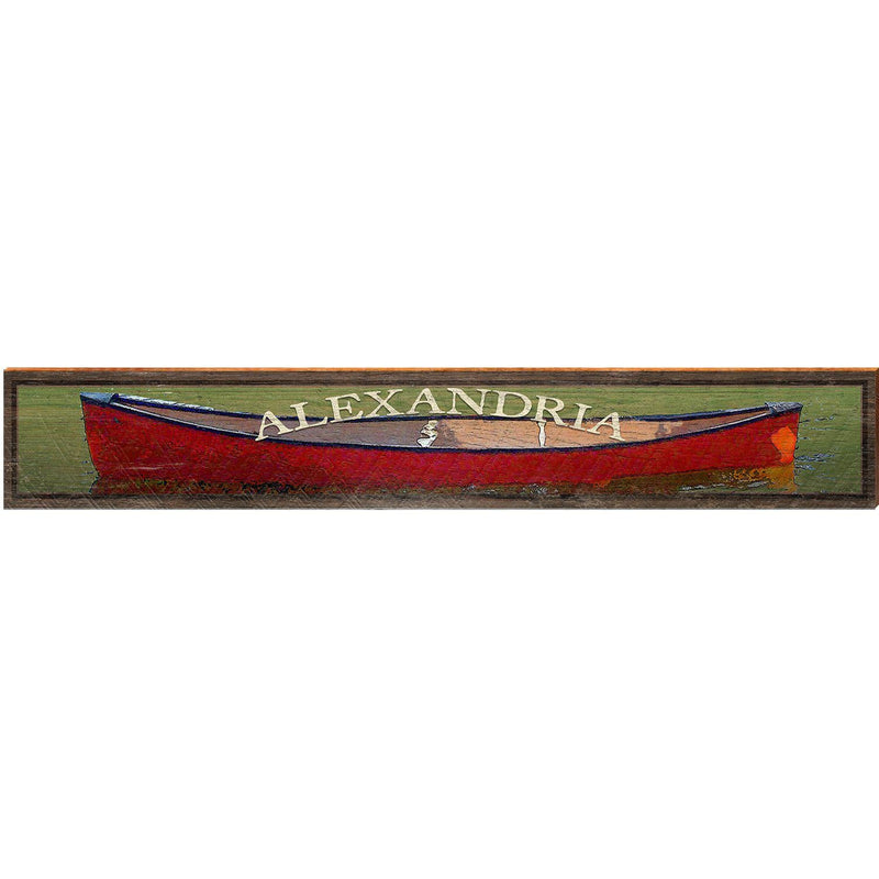 Alexandria Red Canoe | Wall Art Print on Real Wood