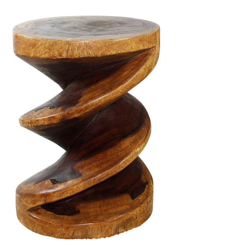 Haussmann® Wood Spiral Zig Zag End Table 15 D x 20 inch High Walnut Oil