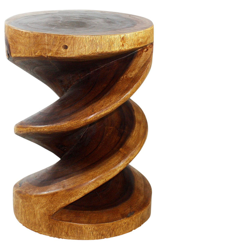 Haussmann® Wood Spiral Zig Zag End Table 15 D x 20 inch High Walnut Oil