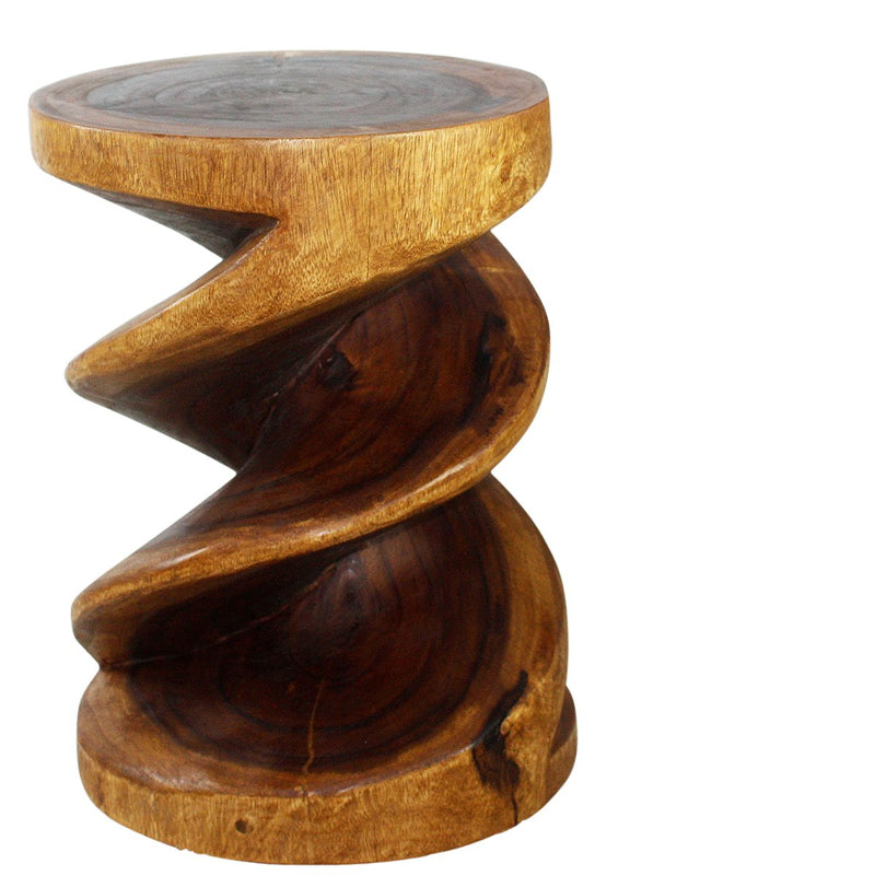 Haussmann® Wood Spiral Zig Zag End Table 15 D x 20 inch High Walnut Oil