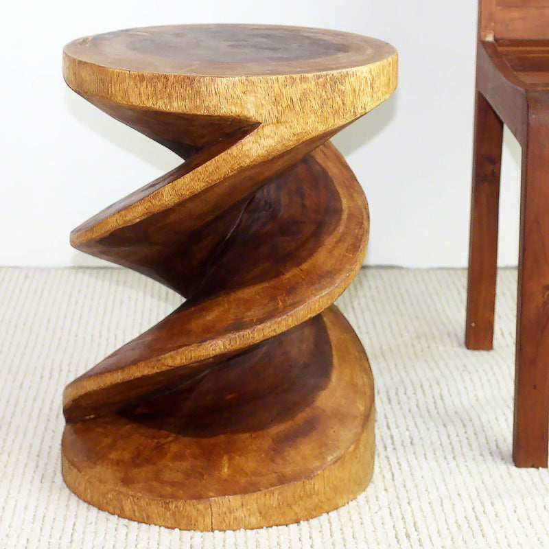 Haussmann® Wood Spiral Zig Zag End Table 15 D x 20 inch High Walnut Oil