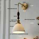 GobekUsa Ceramic Copper Wall Light Fixture with Pull Chain Switch, E27 LED, Modern Nordic Design