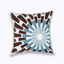 GobekUsa Blue Floral Mandala Leaves Wave Embroidered 45x45cm Cotton Pillow Cover
