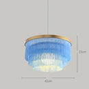 GobekUsa Bohemian Gold Tiered Chandelier | White & Beige Cotton Thread Line | Girls Room Wedding Lighting