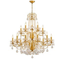 GobekUsa Gold Brass Crystal Chandelier for Living Dining Bedroom, Retro Candle Lights Pendant Lamps