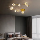 GobekUsa Gold Crystal Glass Ball LED Chandelier for Modern Living Room Bedroom Dining Kitchen