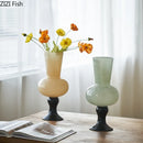 GobekUsa Goblet Glass Vase for Desk Decoration with Artificial Flowers