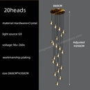 GobekUsa Black & Gold Crystal Chandelier LED Pendant Light Fixture Loft Staircase Lighting