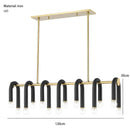 GobekUsa Black U Shape Tube Gold Ring Chandelier for Foyer Dining Room Lighting